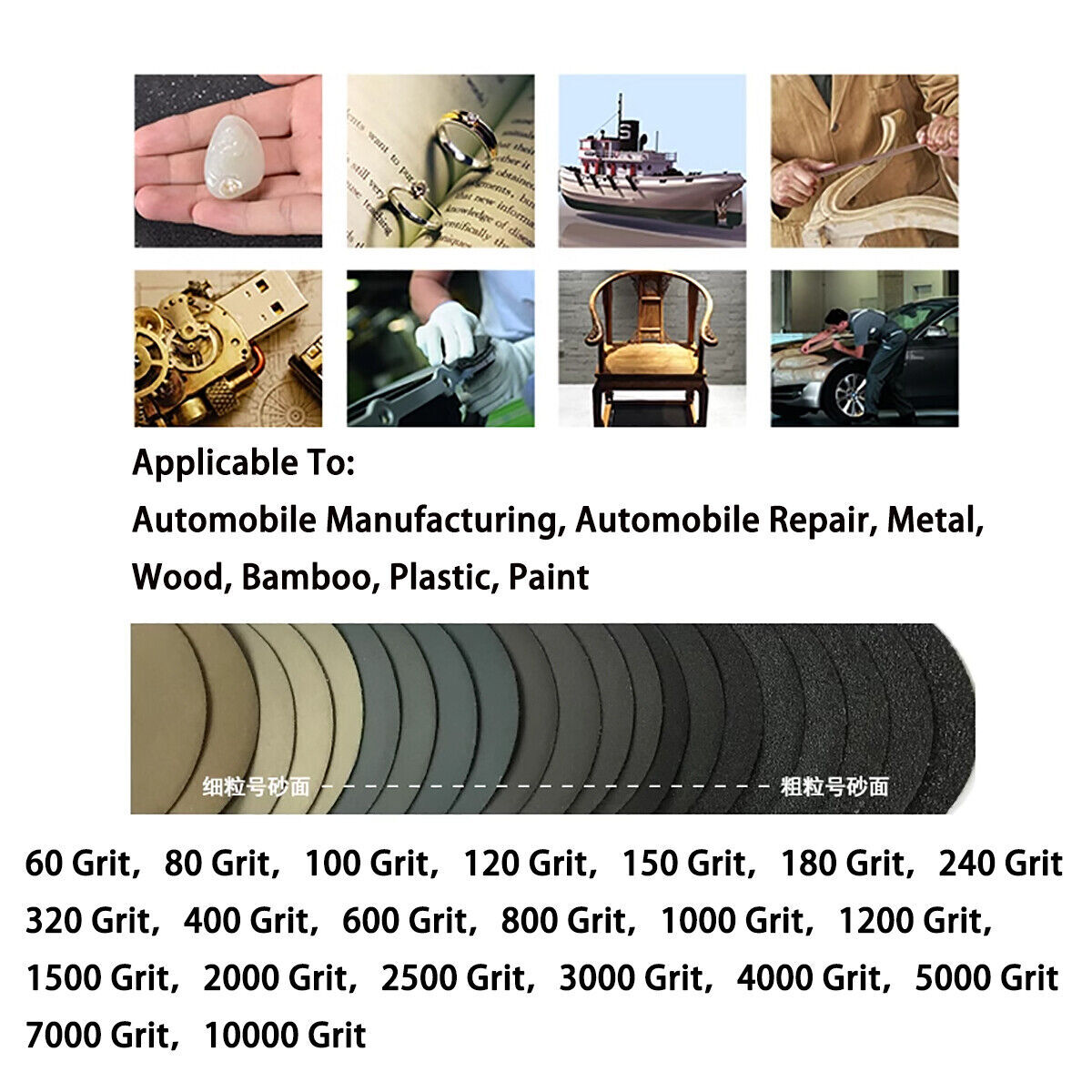 Hook Loop Sanding Discs 60 – 10000 Grit Wet Dry Sandpaper，Burnishing 4inch（100mm