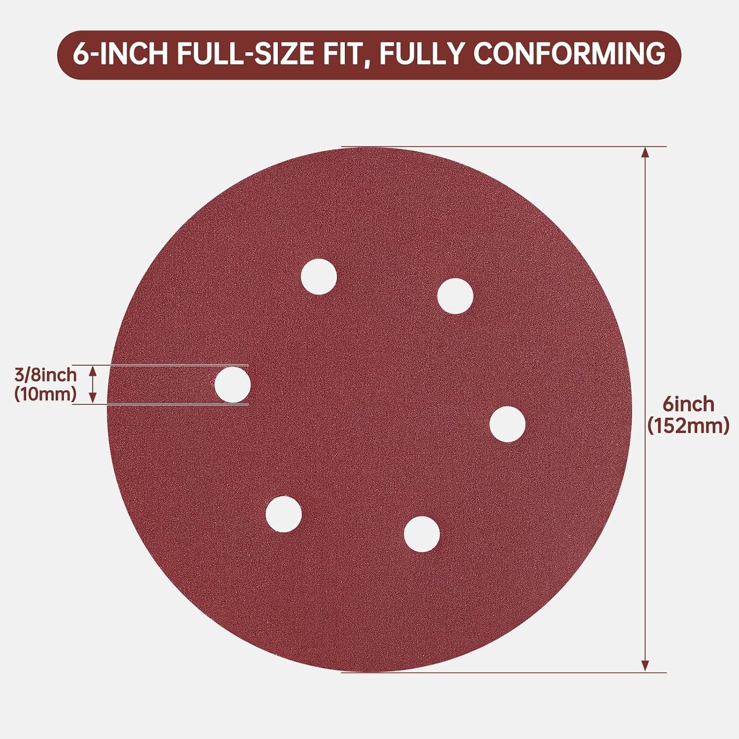 110 PCS 6 Inch Sanding Discs, 6 Hole Hook and Loop Sandpaper 60 80 120 240 400 G
