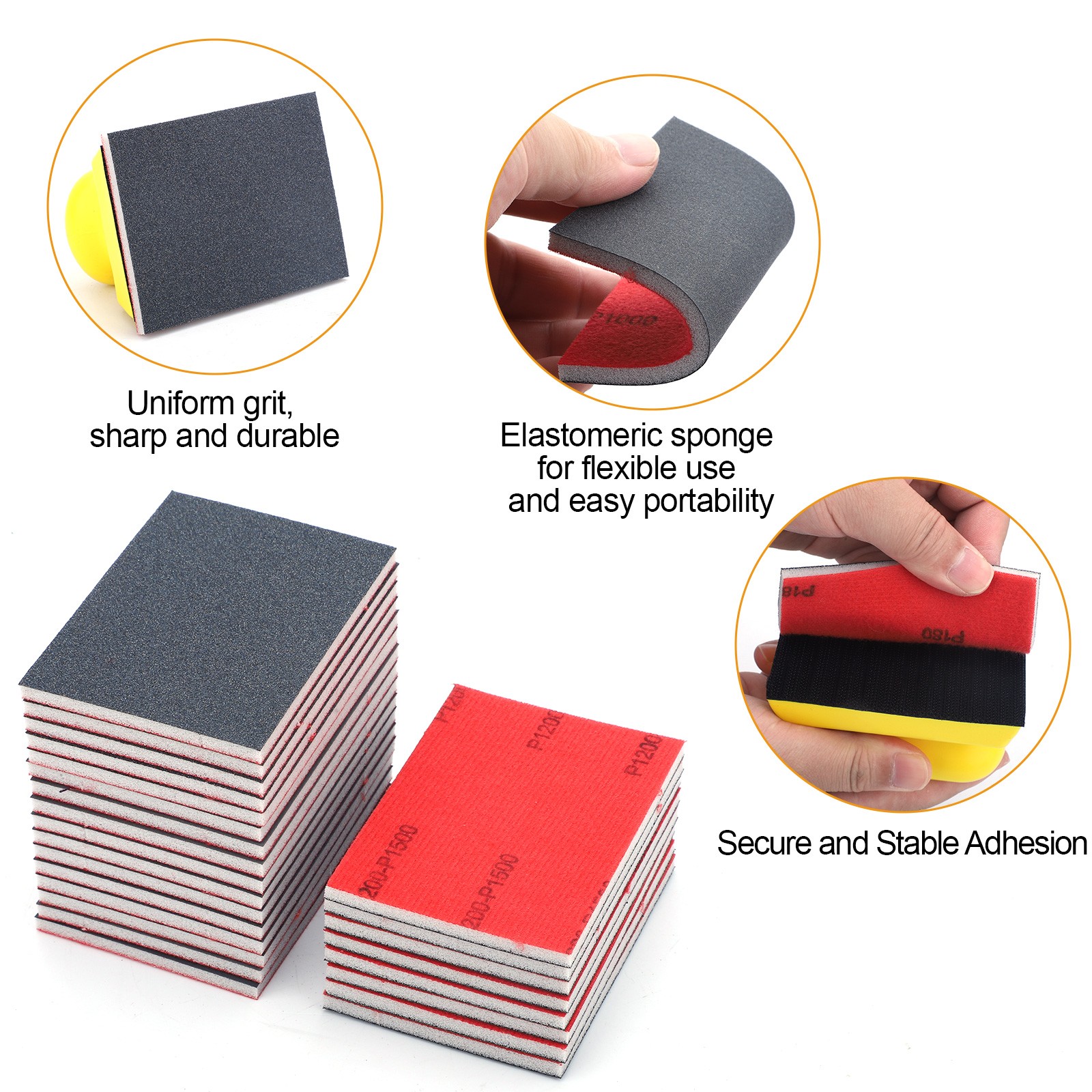 24x Sanding Sponge Set 180-3000 Grit + Hand Sanding Block for Wood Metal Drywall