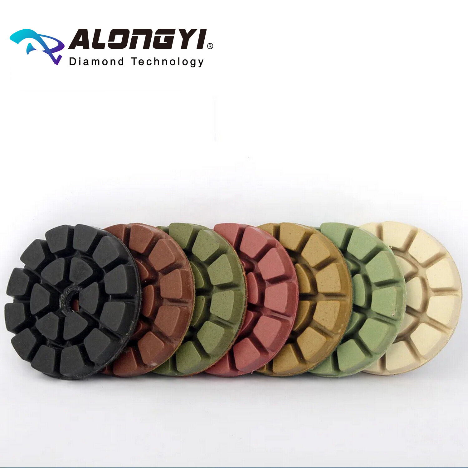 3″ 75mm Resin Diamond Floor Polishing Pad 7pcs for Concrete Stone Wet Polishing