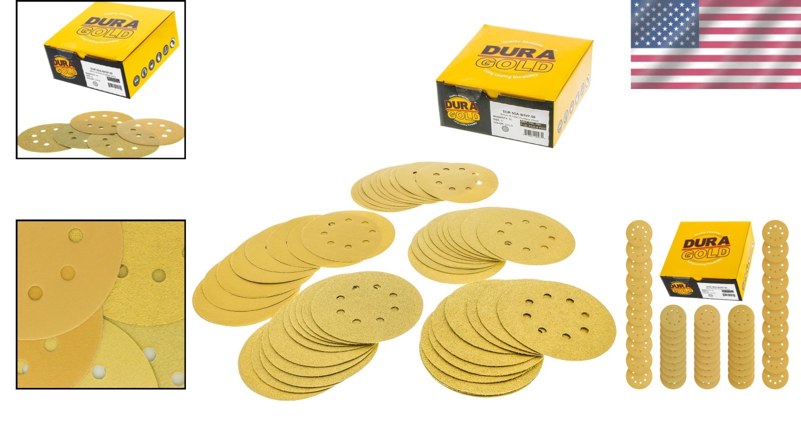 Variety Pack 5″ Gold Sanding Discs – 50 Pack