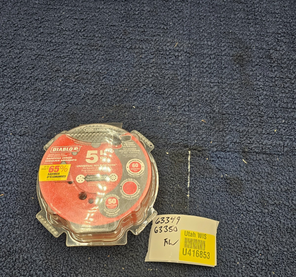 (QTY 100) Diablo DCD050060H50G: 5″ 60-Grit 12-Hole Random Orbital Sanding Disc