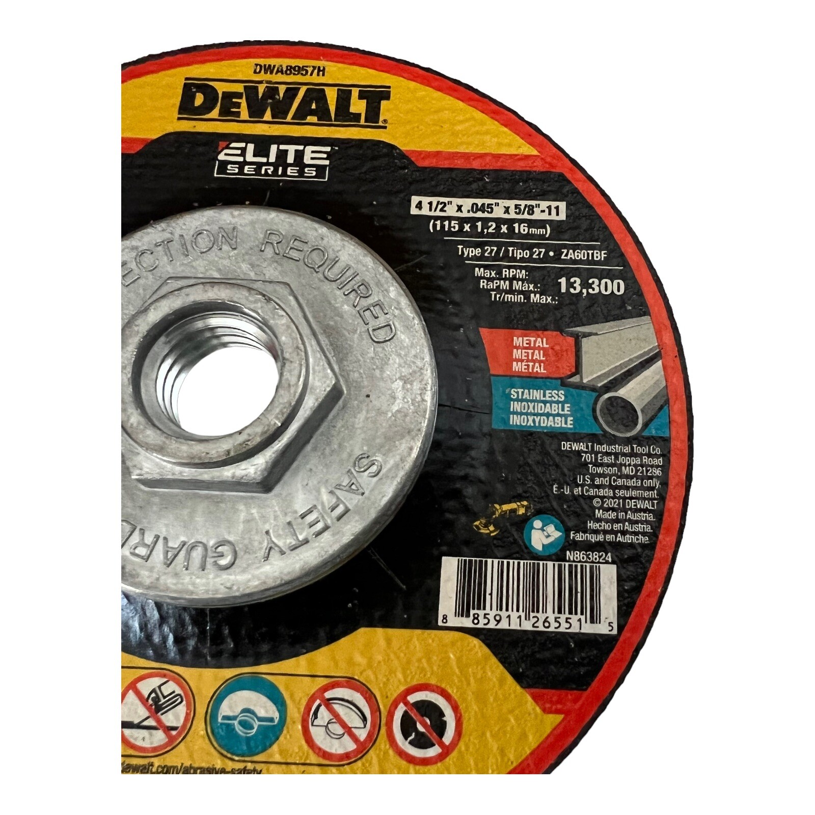 DeWalt DWA8957H 4-1/2″ x .045″ x 5/8″-11 T27 XP Mini Hub Cutting Wheel (10 pack)
