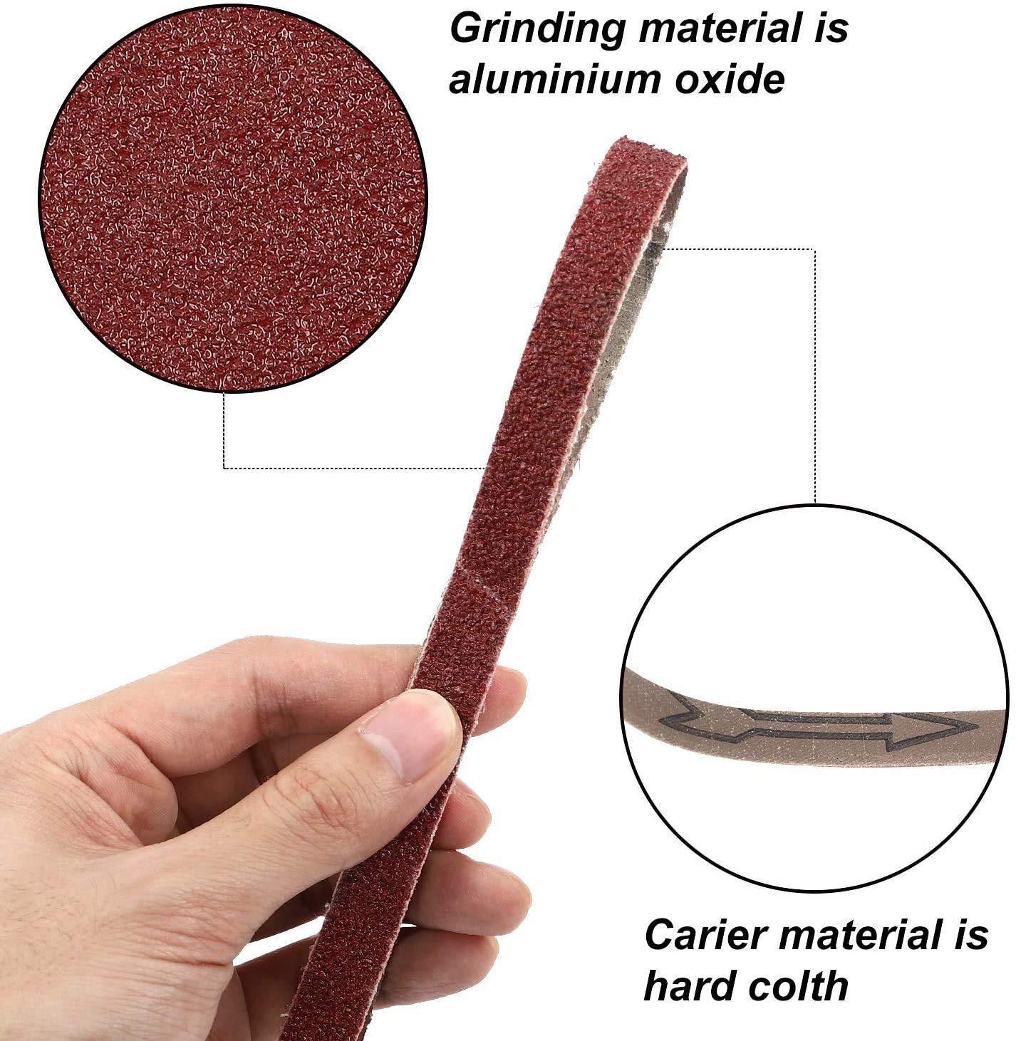 24 Pack 1/2 Inch x 18 Sanding Belts, 80 Grit Aluminum Oxide 80