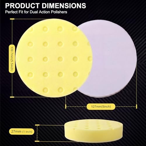 6 Pack 5.5 Inch Polishing Pads for DA Polisher Buffing Pad Fit 5 Inch Backing