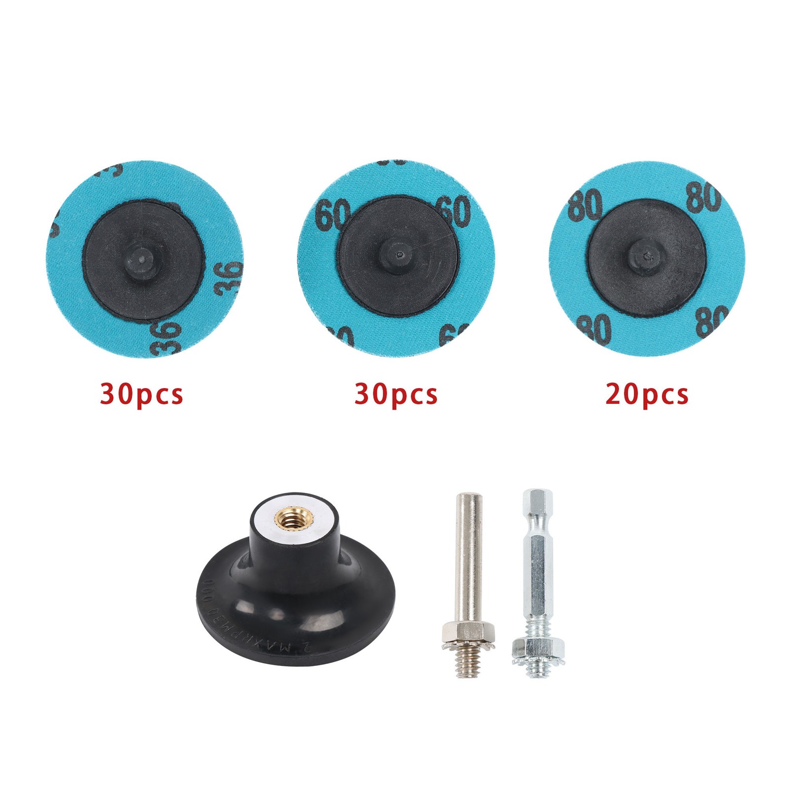 2 Inch Roll Lock Quick Type Change Sanding Discs 36/60/80 Grit Set of 80