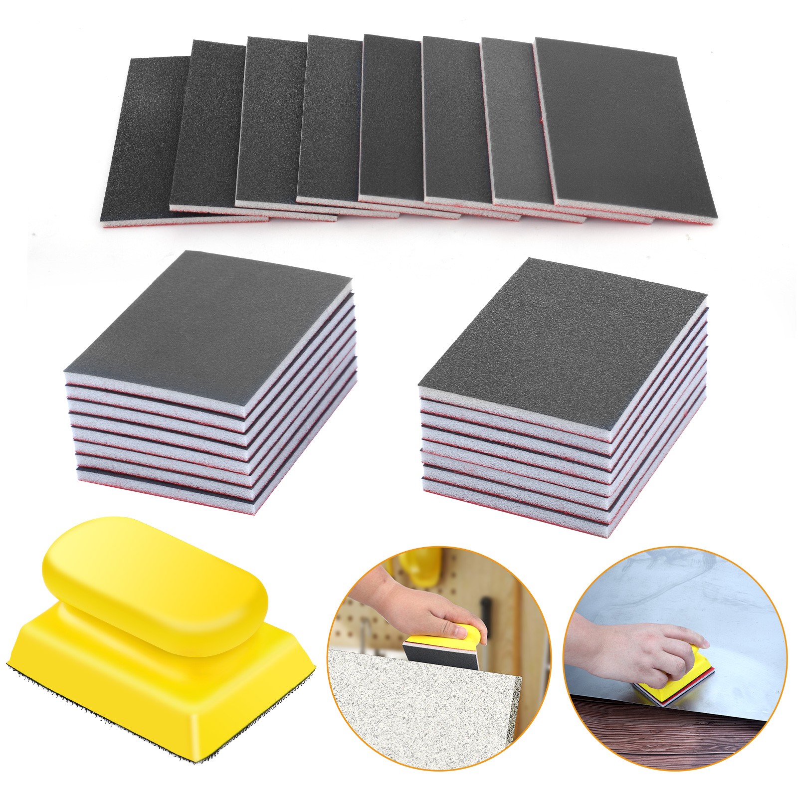 24pcs Sanding Block Pads w/ Sanding Block 180-3000 Grit Wet Dry Sandpaper Sponge