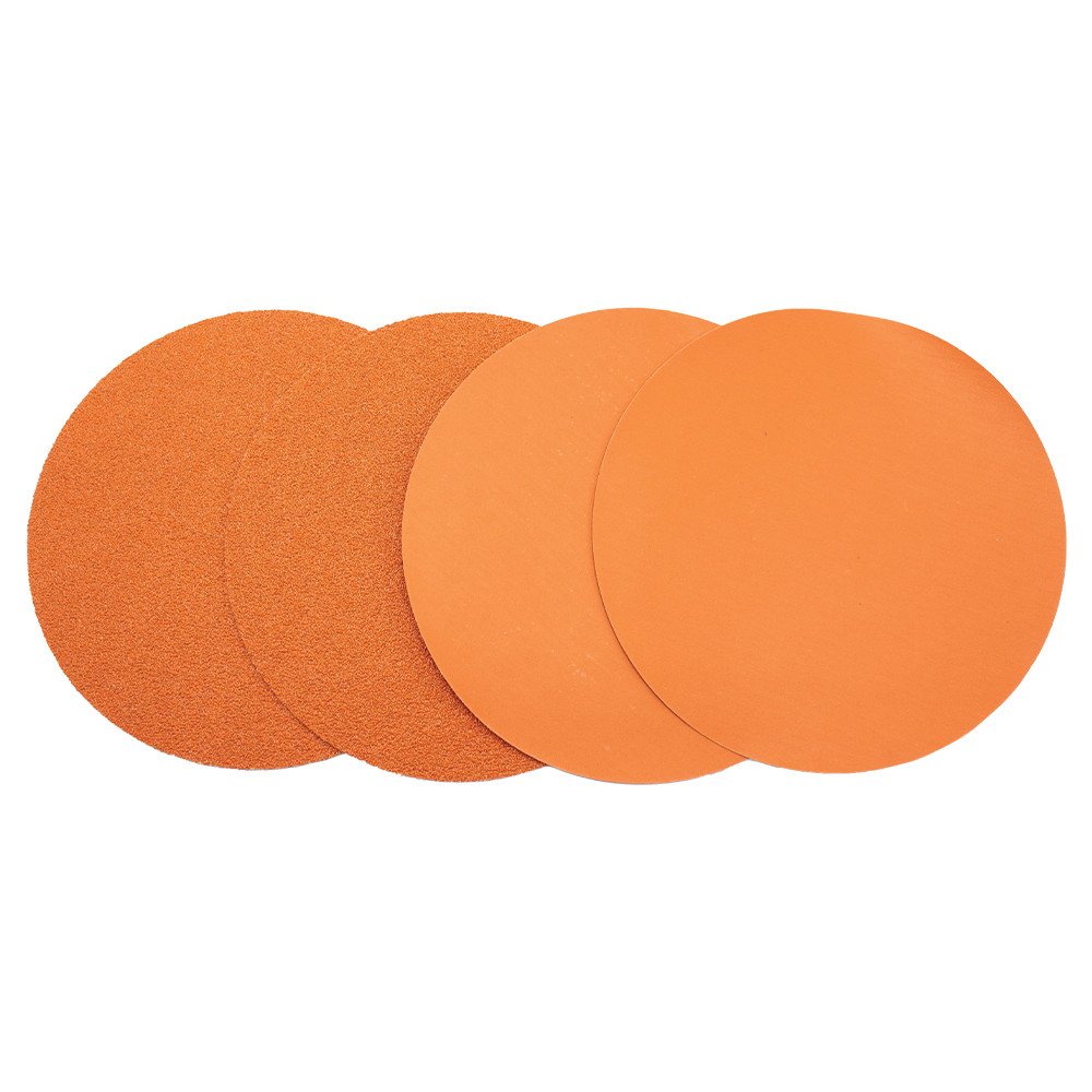 6” Premium Ceramic Grain Orange PSA Discs, No Hole, Self Adhesive Back