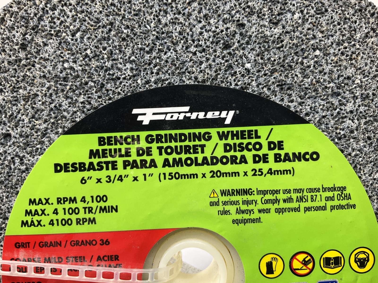 Forney 72401 Bench Grinding Wheel, 6 In X 3/4 In X 1 In