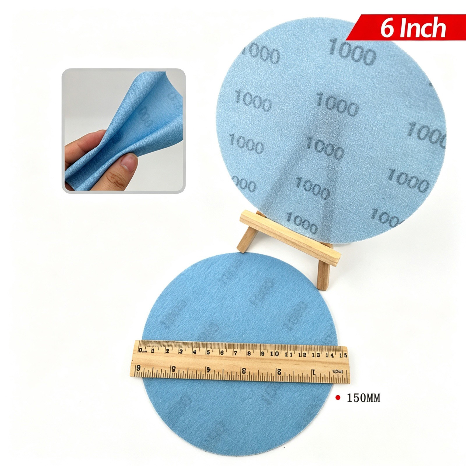 6″ 150mm Wet and Dry Sanding Discs Film Sandpaper Hook & Loop Pads 600-5000 Grit