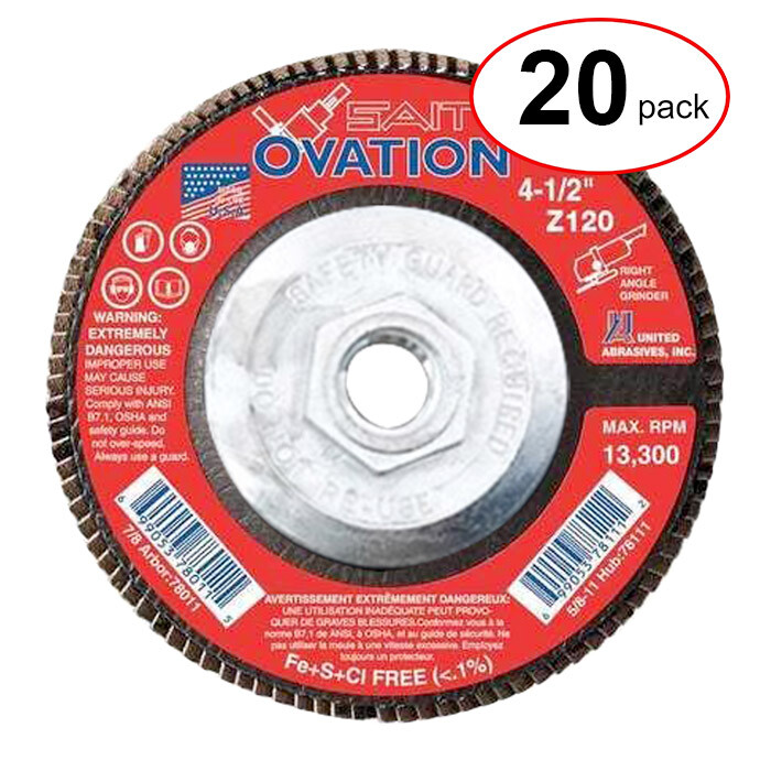 Sait 78111 – 4-1/2″ X 5/8-11 Ovation Flap Disc 120G – (20Pack)