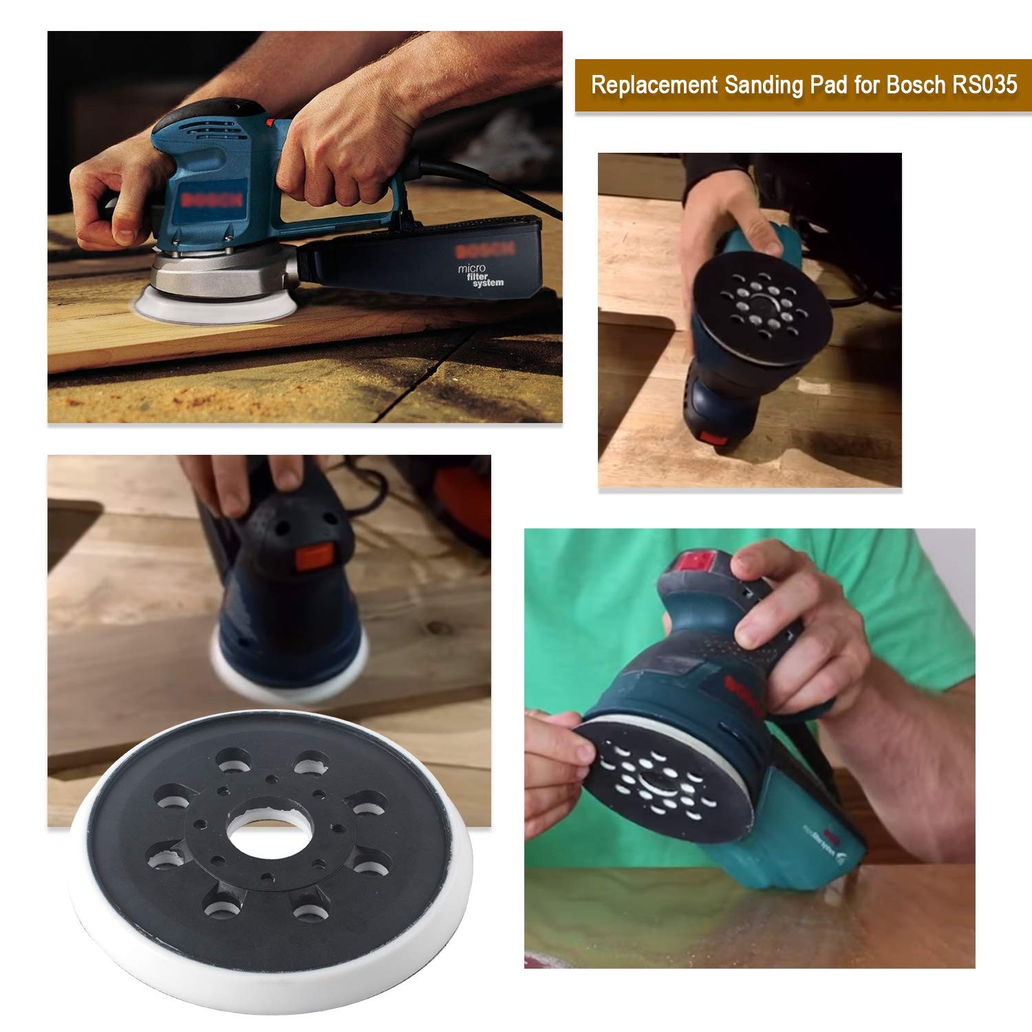 5”ROS20vs Replacement Sanding Pad Compatible with Bosch RS035, 8 Hole 5 in