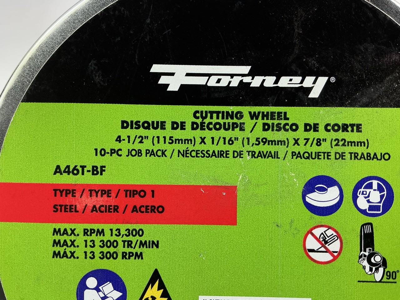 (10) Forney 71217 – Aluminum Grinding Cut-Off Wheel, 4-1/2″ X 1/16″ Type 1