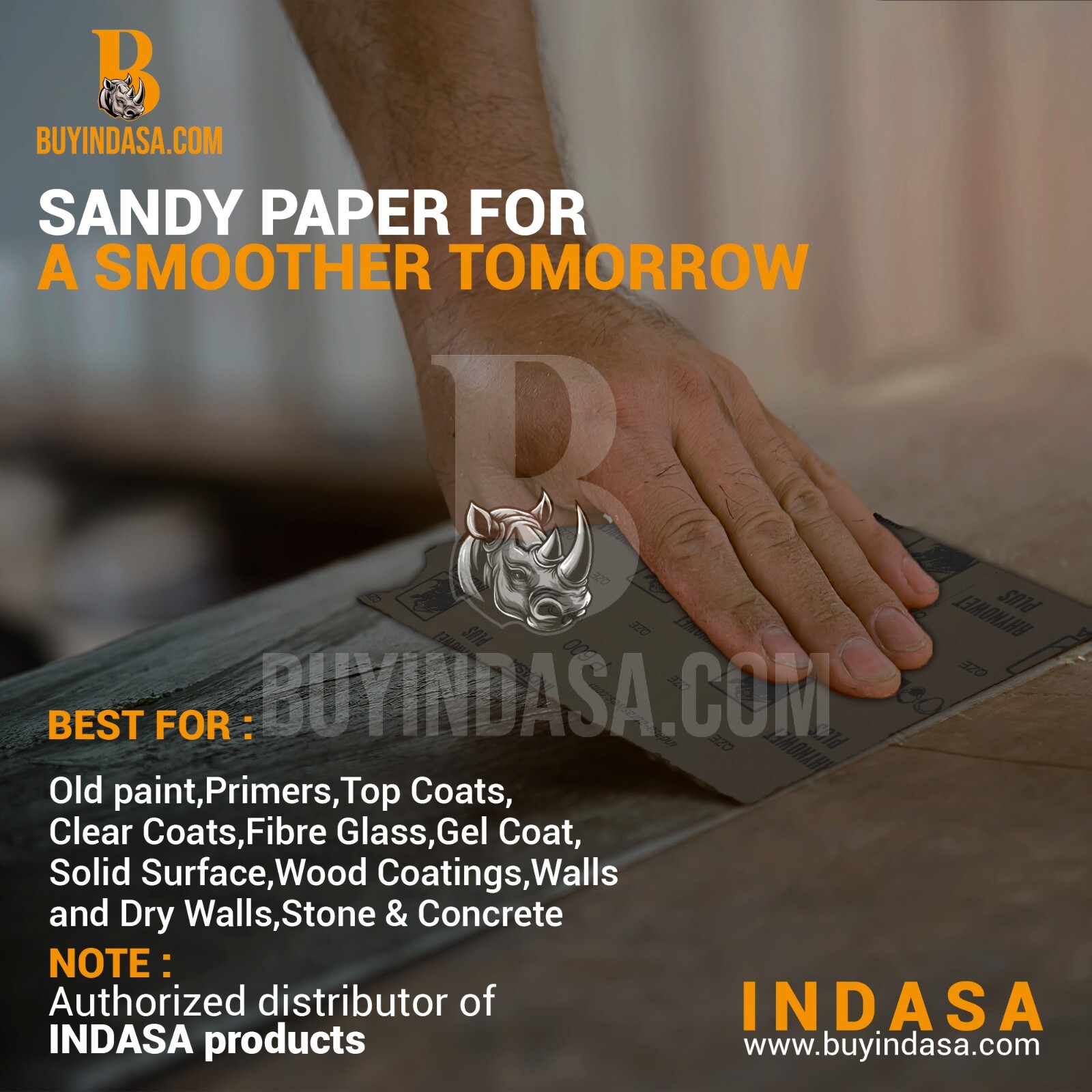 Indasa 50 PCS 9×11” Rhynowet Wet & Dry Sandpaper Sheets, 80-2500 Grit Range