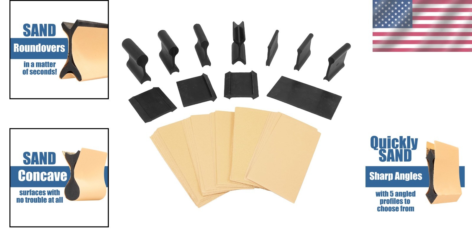 11-Piece Contour Sanding Tool Set for Convex & Concave Surfaces – Multi-Material
