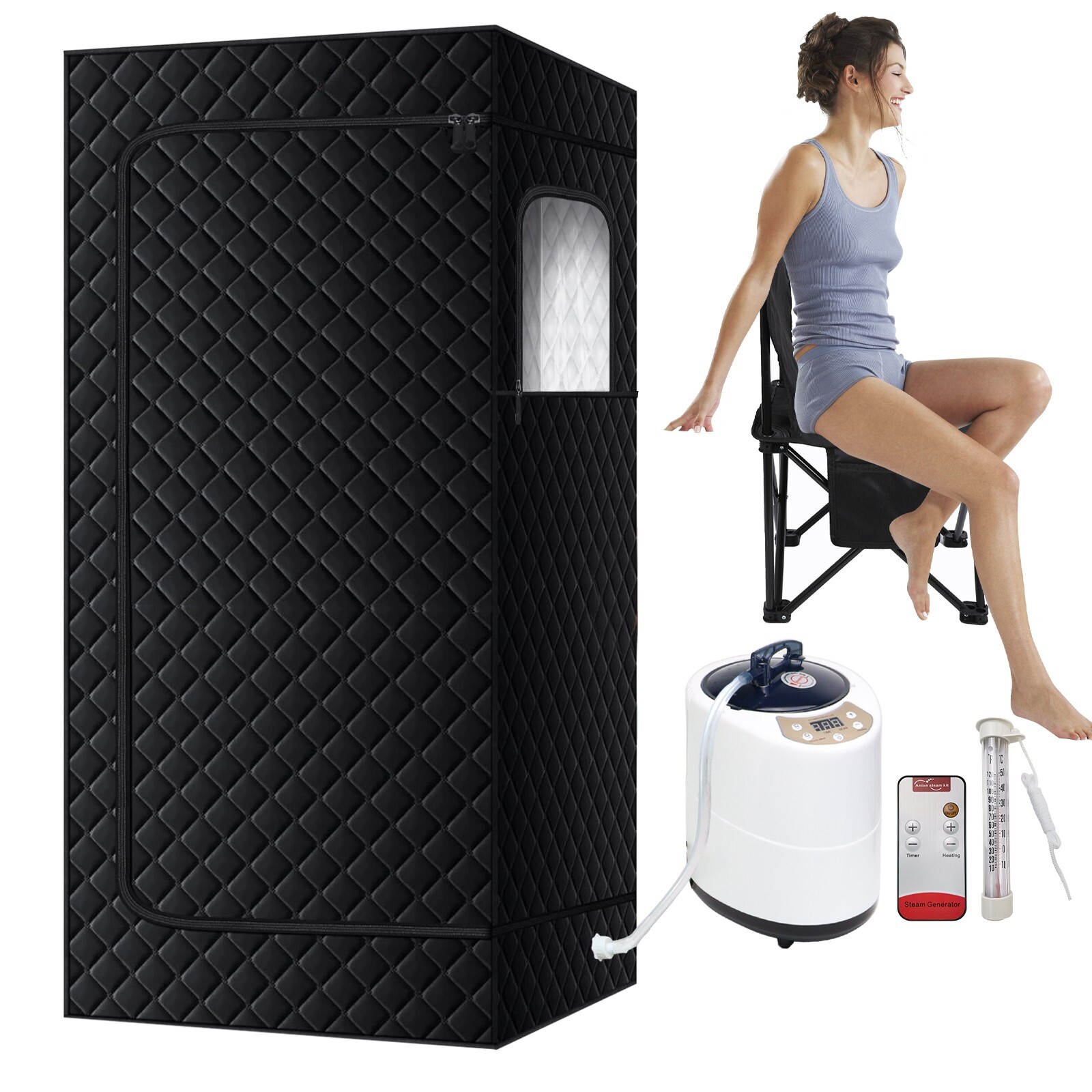 Full Size 4L 2000W Portable Personal Steam Sauna Heated Home Spa Detox Therapy