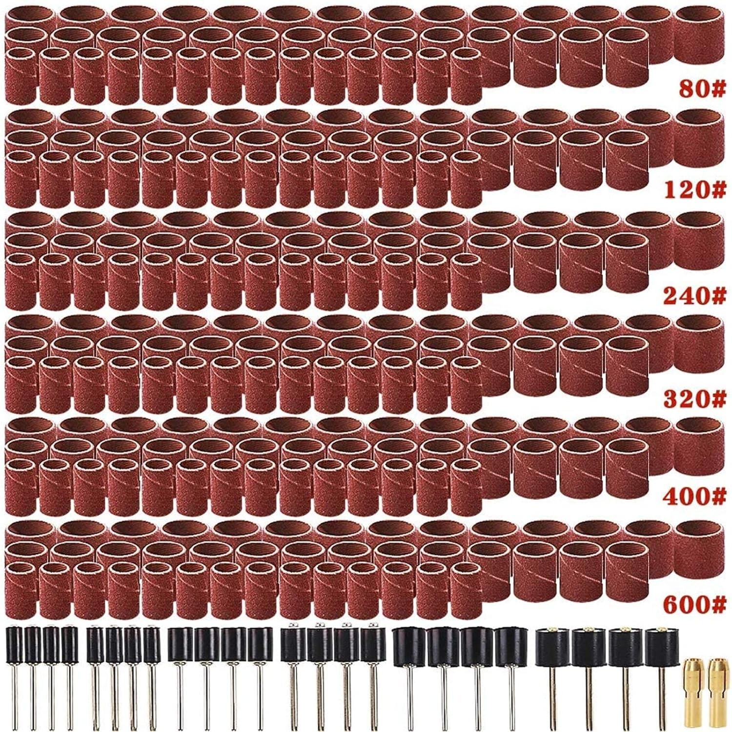 432-Piece Sanding Drums Kit with 6 Grits & 24 Mandrels for Ultimate Flexibility