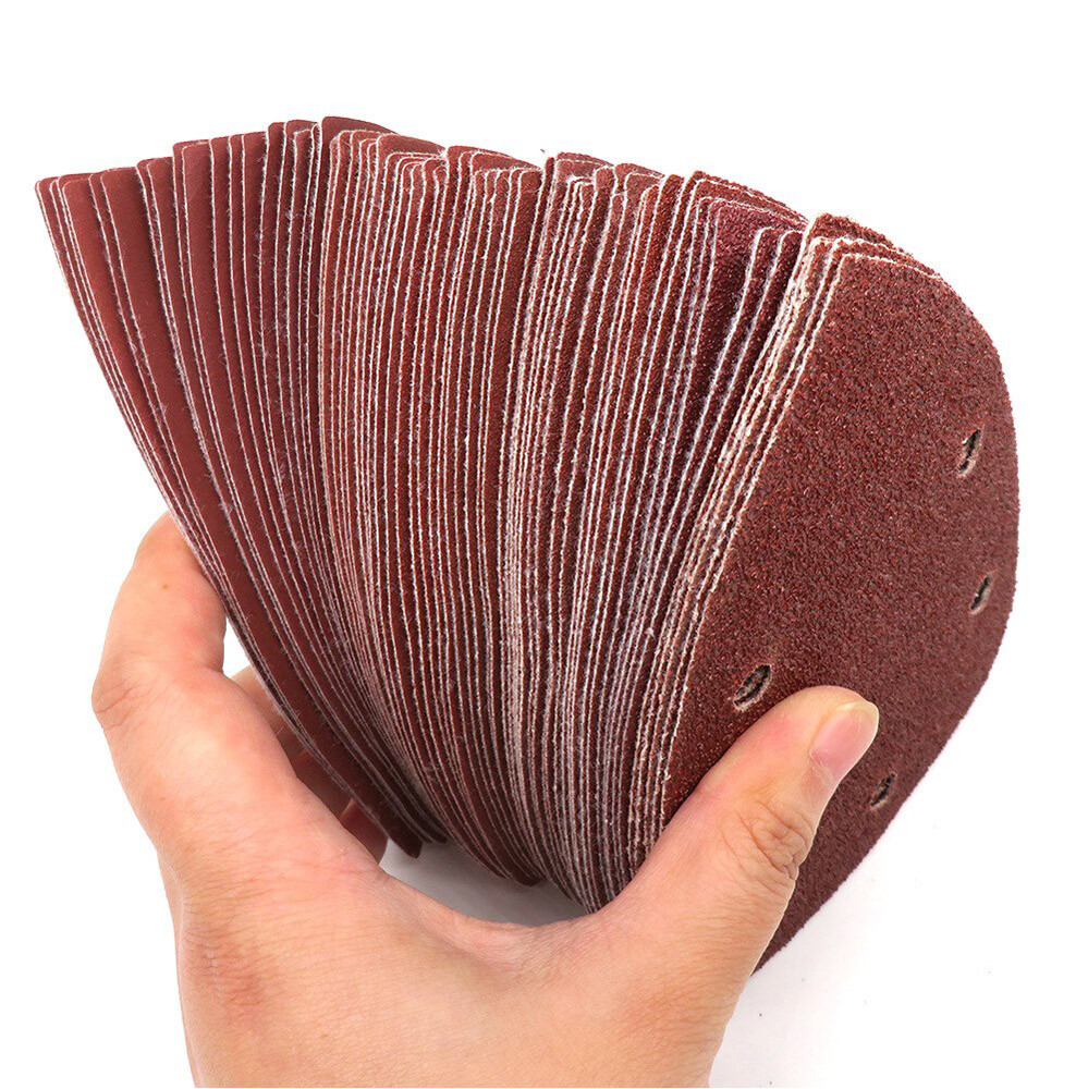 5 Hole Triangular Sanding Pads Hook & Loop Red Sand Paper 40#-2000# 140x140x90mm