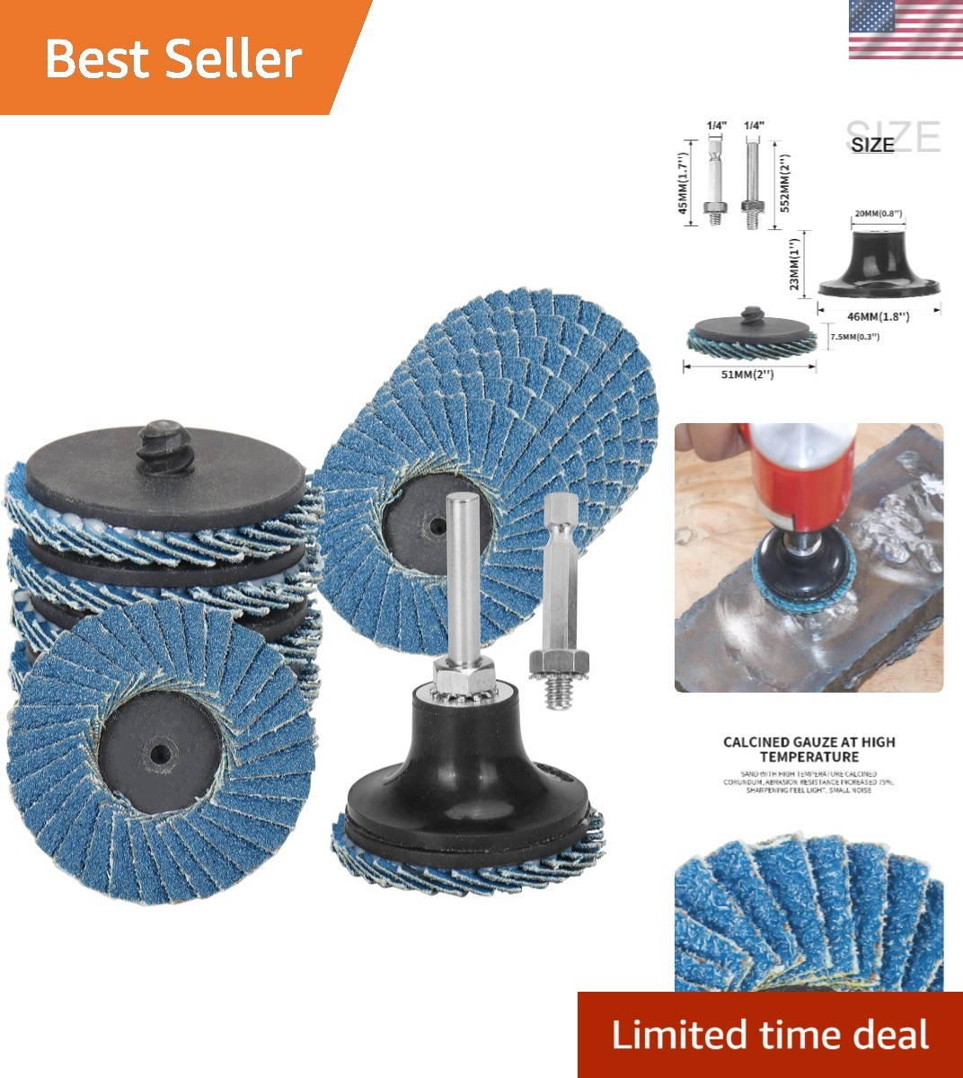 Durable 2 Inch Quick Change Zirconia Flap Discs – 9 Pcs Set for Metal & Wood