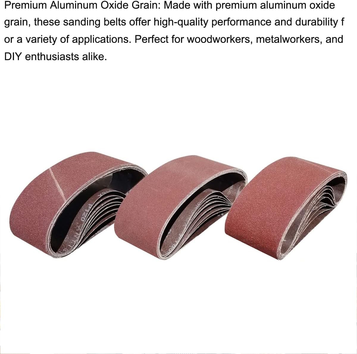 15 PCS 4 x 21 Sanding Belts – 5 Each of 40 80 120 Grit Aluminum Oxide Sanding Be
