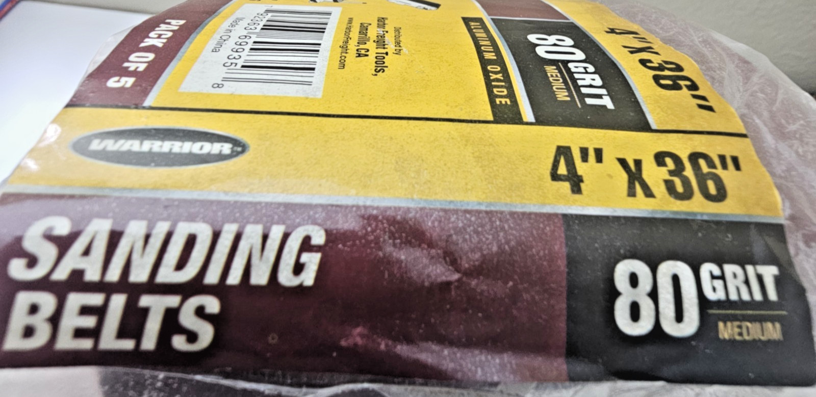 NEW Sanding Belts 80 Grit Medium Warrior 4X36 In Aluminum Oxide Metal 5 Pack AA