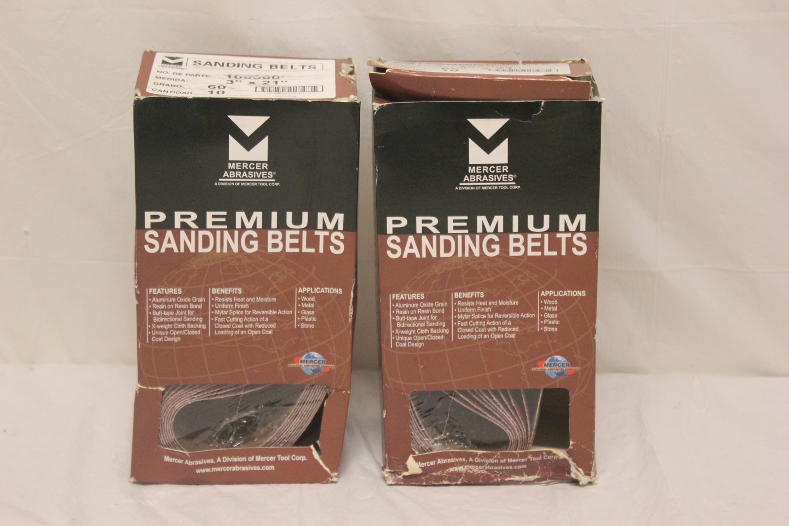 20 (2×10 Count) Mercer Abrasives 3″ x 21″ Sanding Belts 60 Grain J43