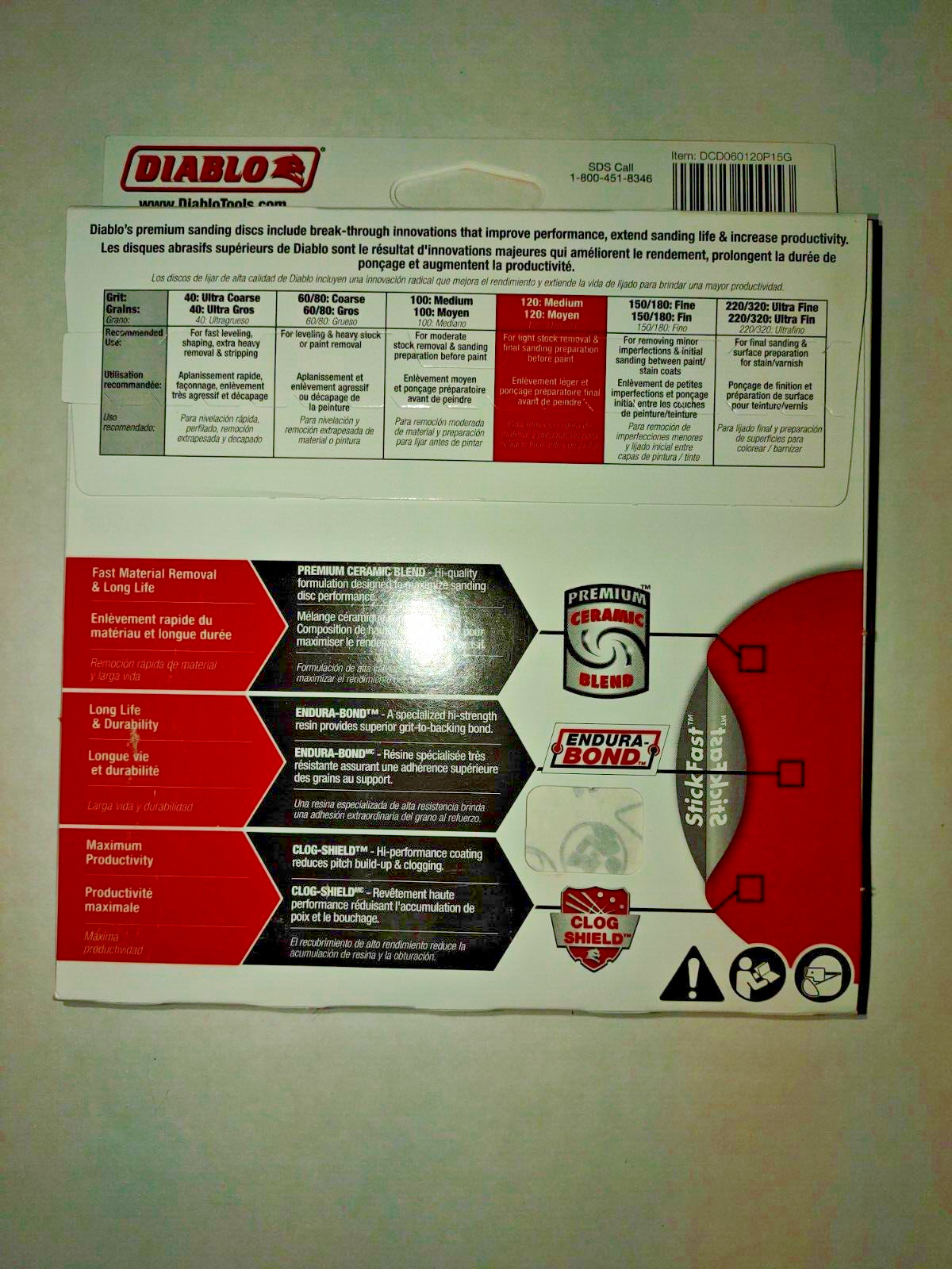 Diablo Sanding Discs 6” 15-Pack Stick Fast 120 Grit NEW