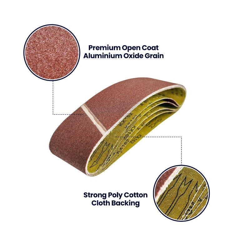 Sanding Belts Coarse Sander Sheets 100 x 915mm 80 Grit 5 Pack Aluminum Oxide