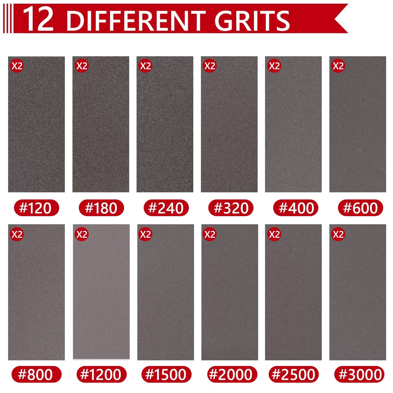3×4 Inch Sanding Sponge Set 24PCS Soft Foam Hand Block 120-3000 Grit Workshop