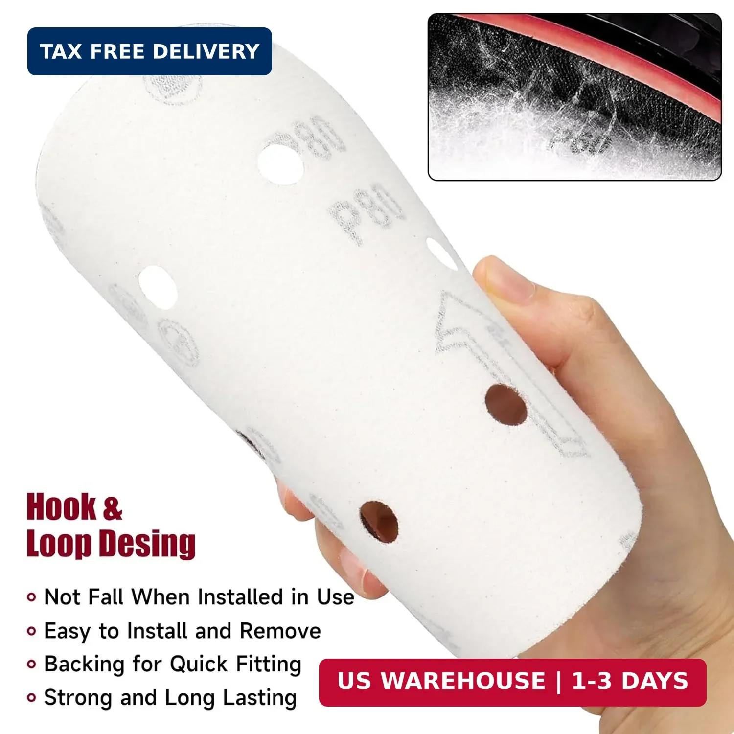 100 PCS 6 Inch Sanding Discs, 6 Hole Hook and Loop Sandpaper 60 80 120 240 400 G