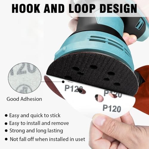 52 Pack 5 Inch 8-Hole Hook and Loop Sanding Discs Sandpaper Red round 60 80 120