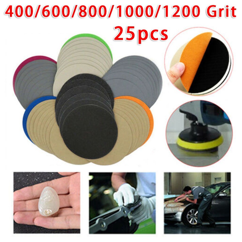 25pcs/set Wet 400 600 800 1000 1200 Grit Sandpaper Sanding Paper Sanding Discs