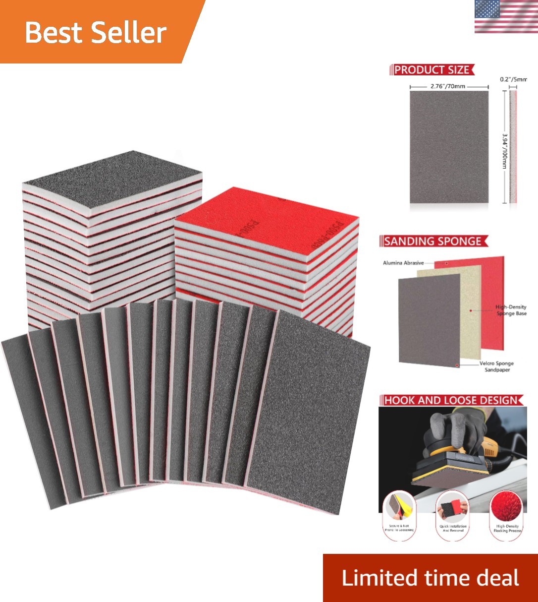 24PCS 3 x 4 Inch Sanding Sponge Set, 120-3000 Grit Soft Foam Hand Sander Bloc…