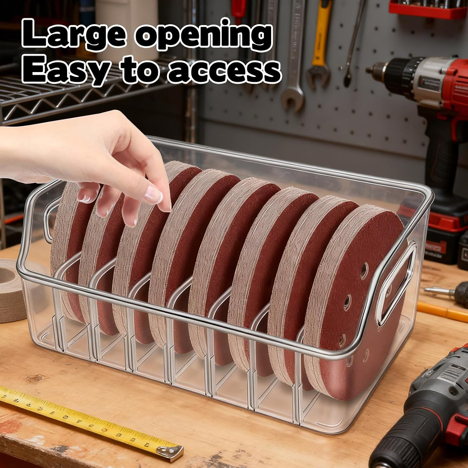 5 Inch Sandpaper Holder Storage Rack 8 Slots Clear Acrylic Sanding Discs