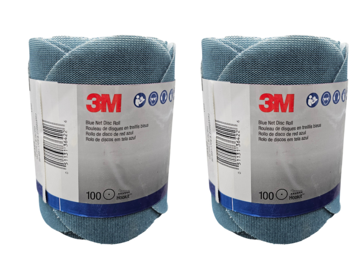 (QTY 2) 3M 36422 100pc Blue Net Disc Roll 6″ 150+ Grade Virtually Abrasive