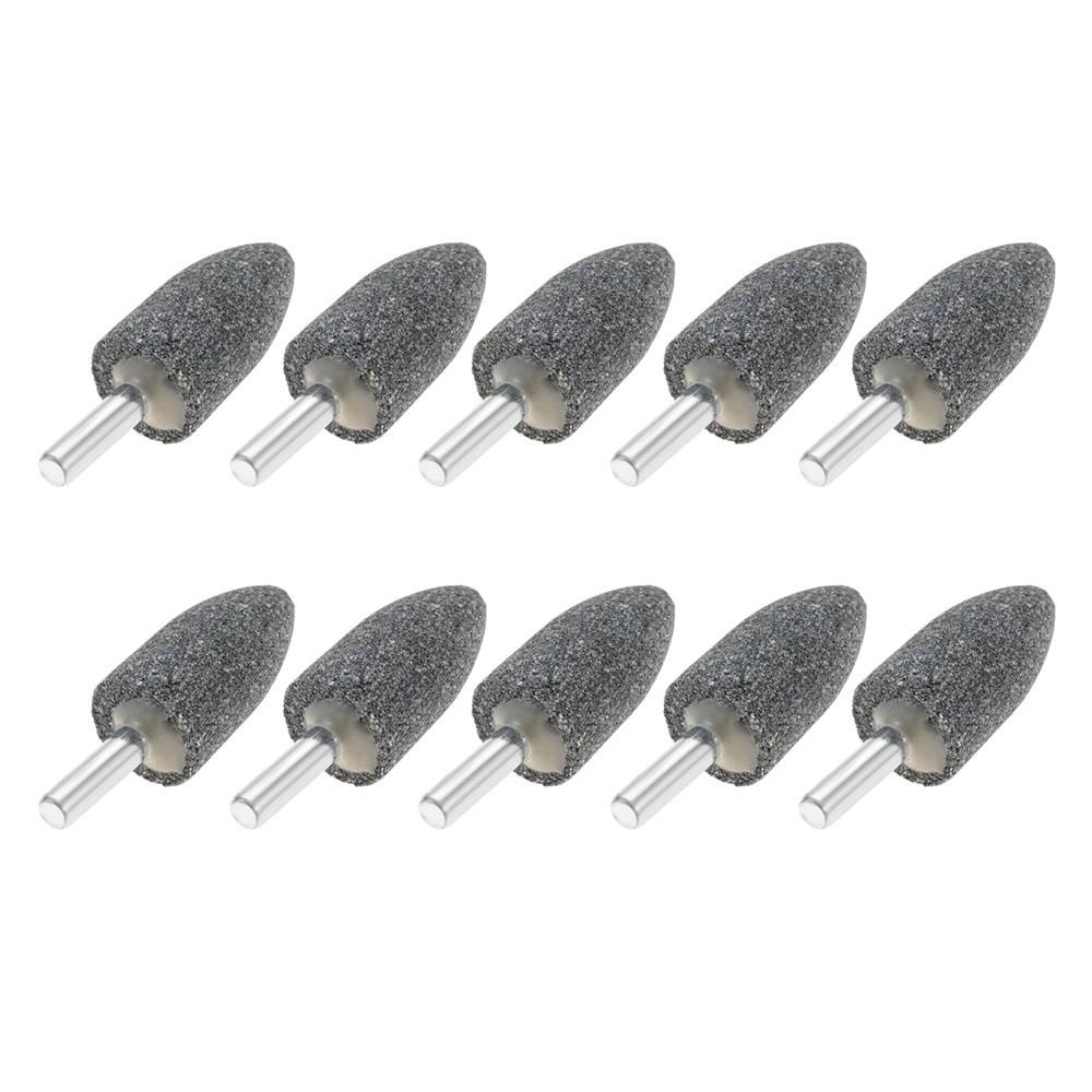 10x Rotary Drills Aluminum Oxide 20mm Head 1/4″ Shank Cone Shape Grinding Stones