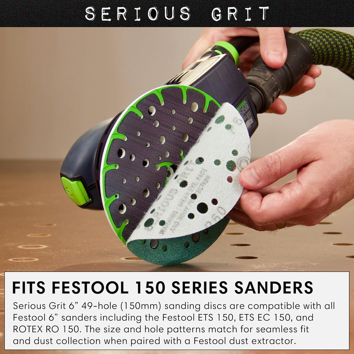 6-Inch 49-Hole Sanding Discs – Mixed Grits 80 to 220 for Festool Sanders