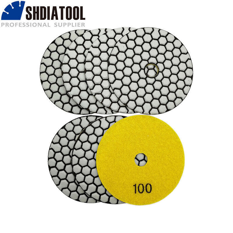 7pcs 4in #100 B Dry Diamond Polishing Pad Grinding Disc Stone Marble Tile Tools