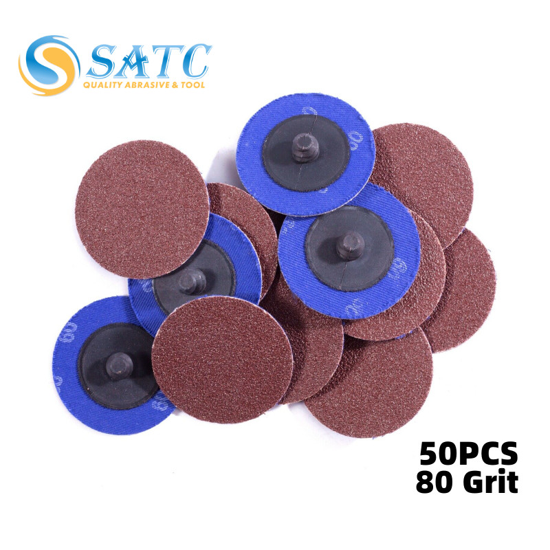 50PCS 2 inch Aluminum Oxide Roll Lock Grinding Sanding Disc Die Grinder 80 Grit