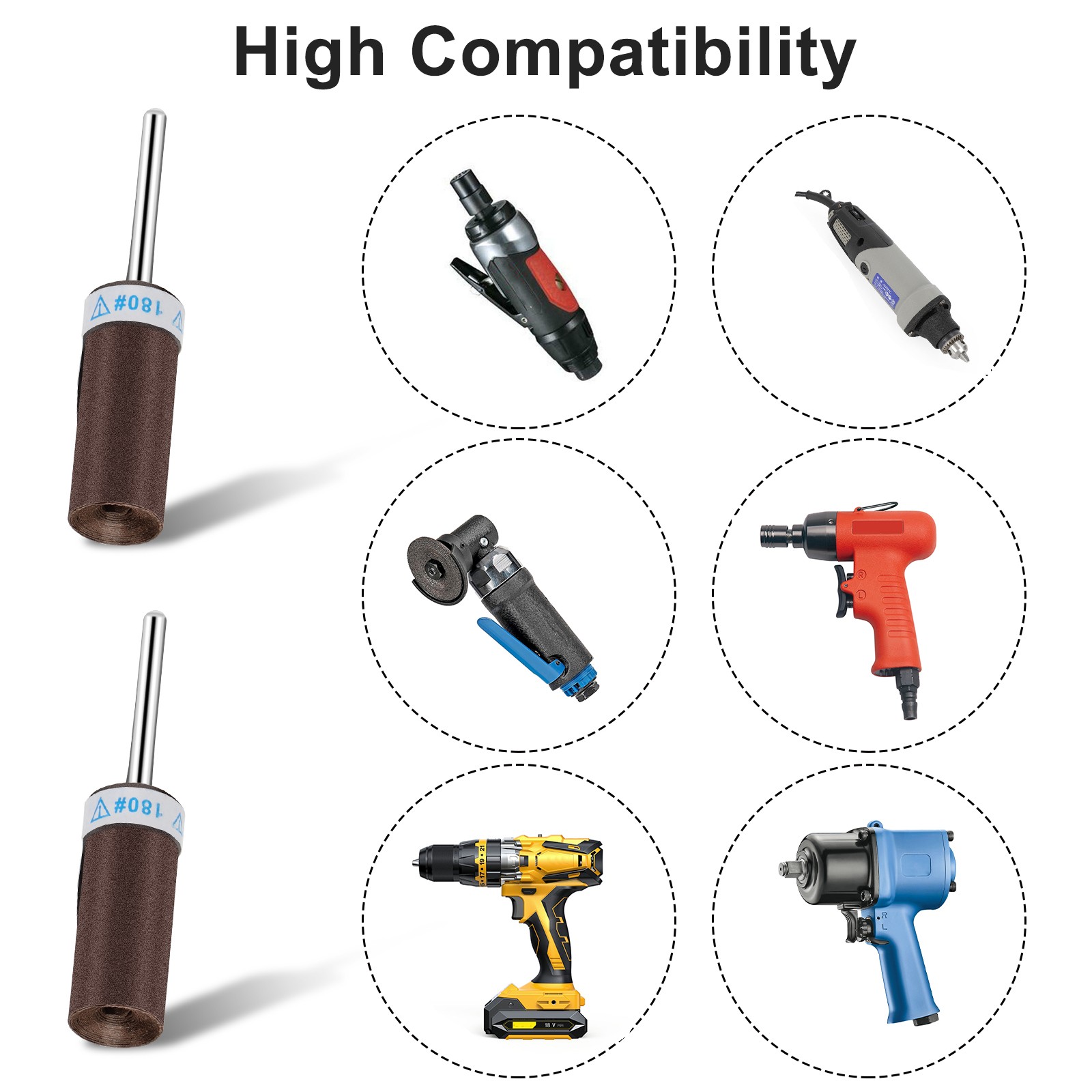21Pcs Sanding Drum Kit 1/8″ Mandrel 180-1000 Grit for Drill & Dremel Rotary Tool