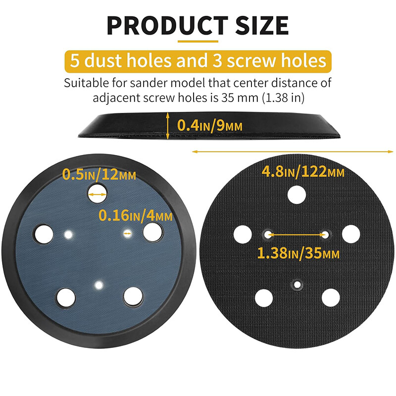 1-2Pcs 5″ 5 Hole Hook&Loop Sander Pads For Porter Cable 13904 13909 333 334 332