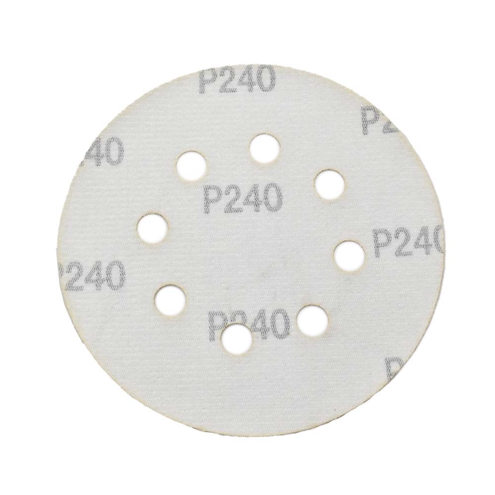 240 Grit 5″ Dia 8-Hole Hook & Loop Sanding Paper 25PK (Ceramic Aluminum Oxide)