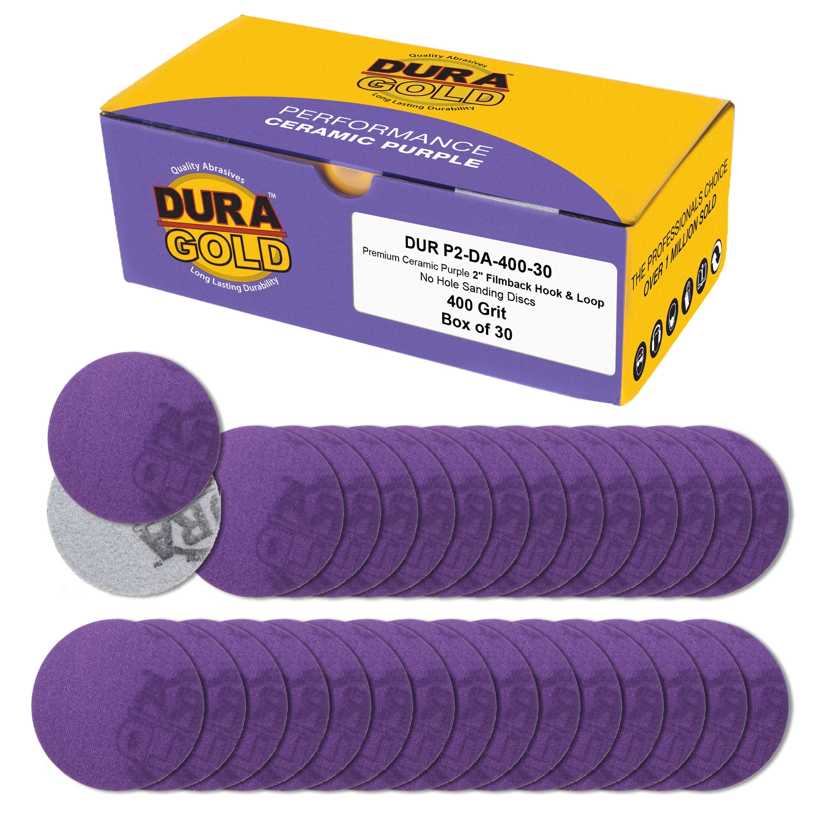 400 Grit 2″ Purple Ceramic Sanding Discs, Box of 30 – Hook & Loop Sandpaper
