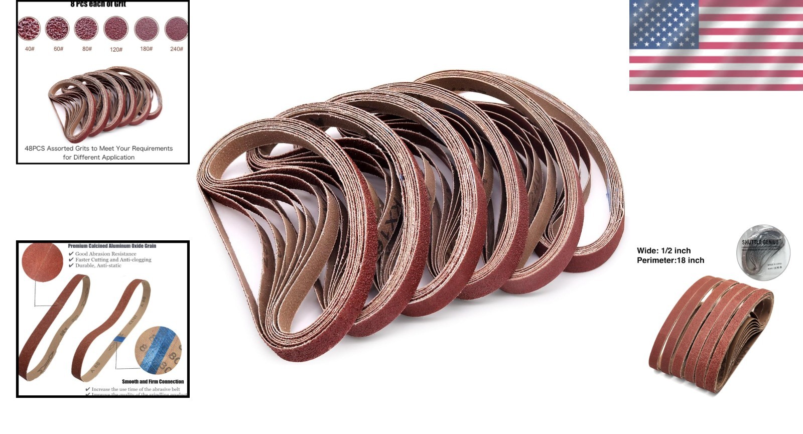 High-Performance 48 PCS Sanding Belts – 1/2×18 Inch for Wood, Metal & Plastics