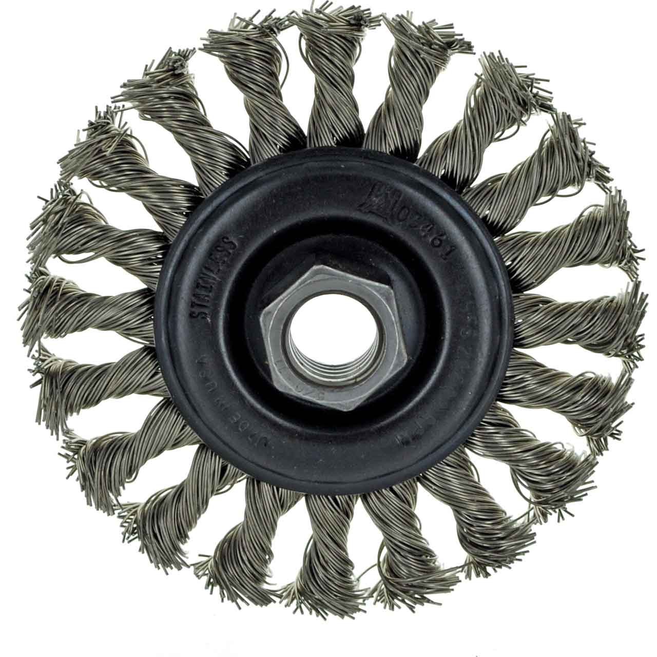 United Abrasives 03461 4″ Stainless Steel Wire Wheel Threaded Twist Knot 6 pack