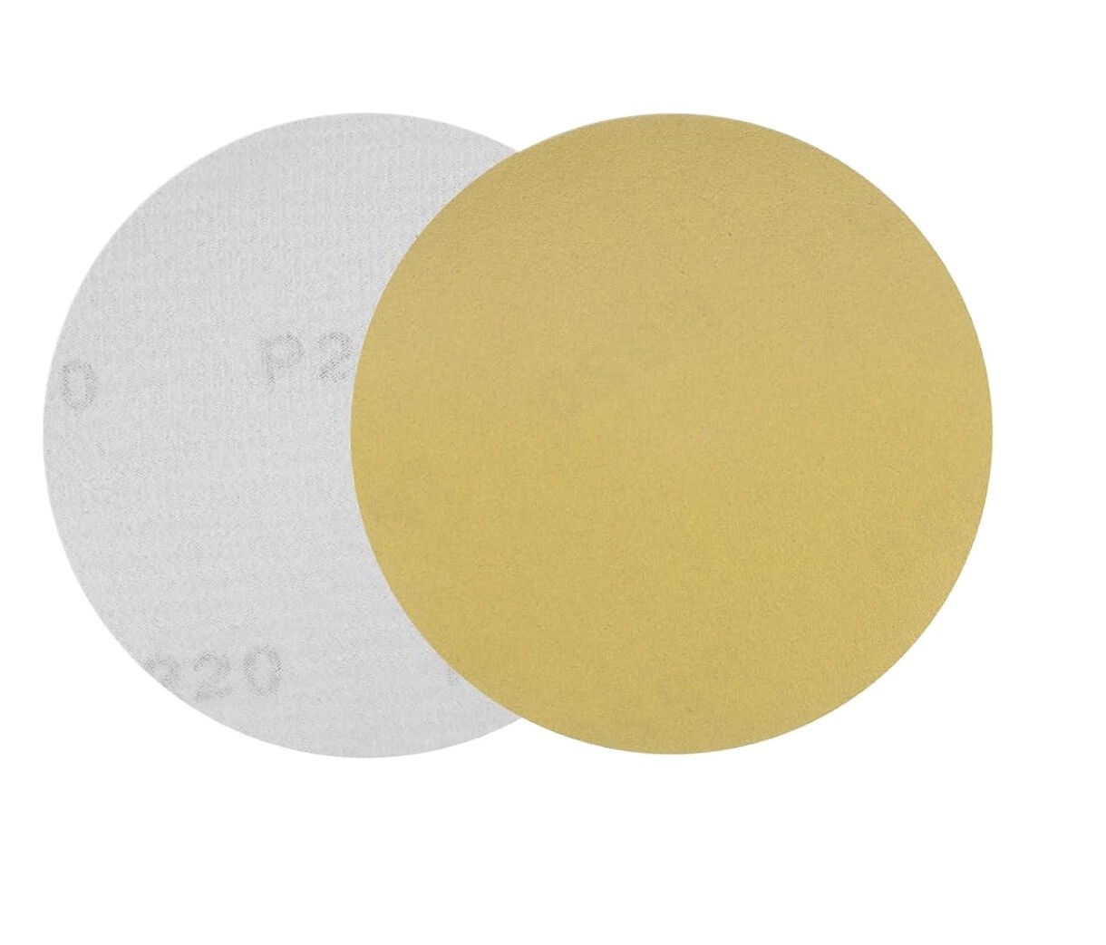 25 Pack 5 Inch 125mm 0-Hole Gold Hook and Loop Sanding Discs 220 Grit For Metal
