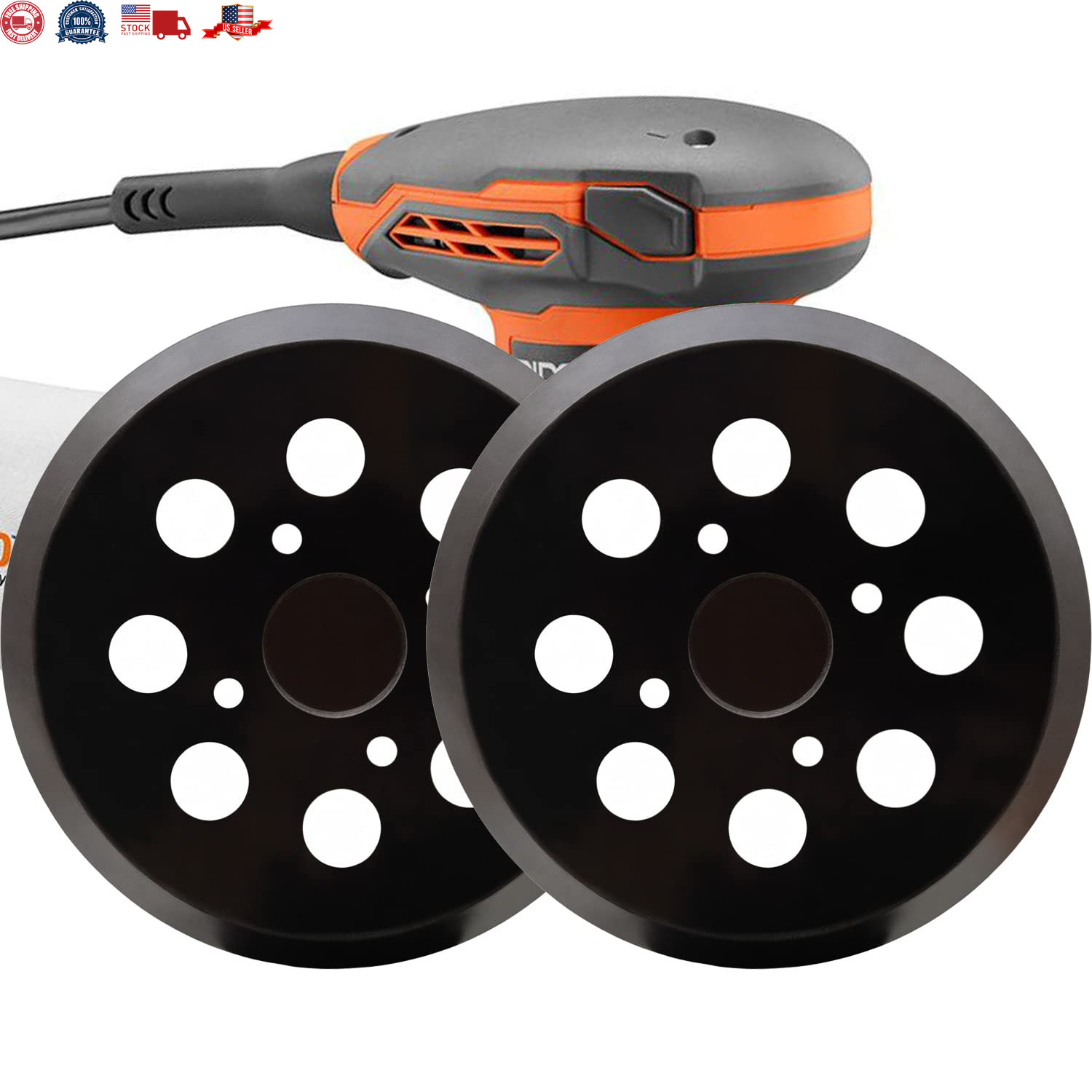 2 Pack 5 Inch 8 Hole Hook and Loop Sander Pad for Ridgid R2600, R2601 5″