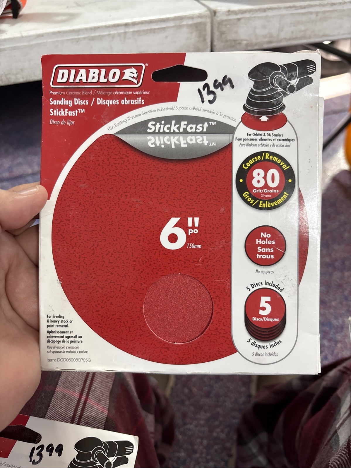 NEW Diablo 6″ Sanding Discs Stick Fast Coarse/Removal 80 grit No holes 5 discs