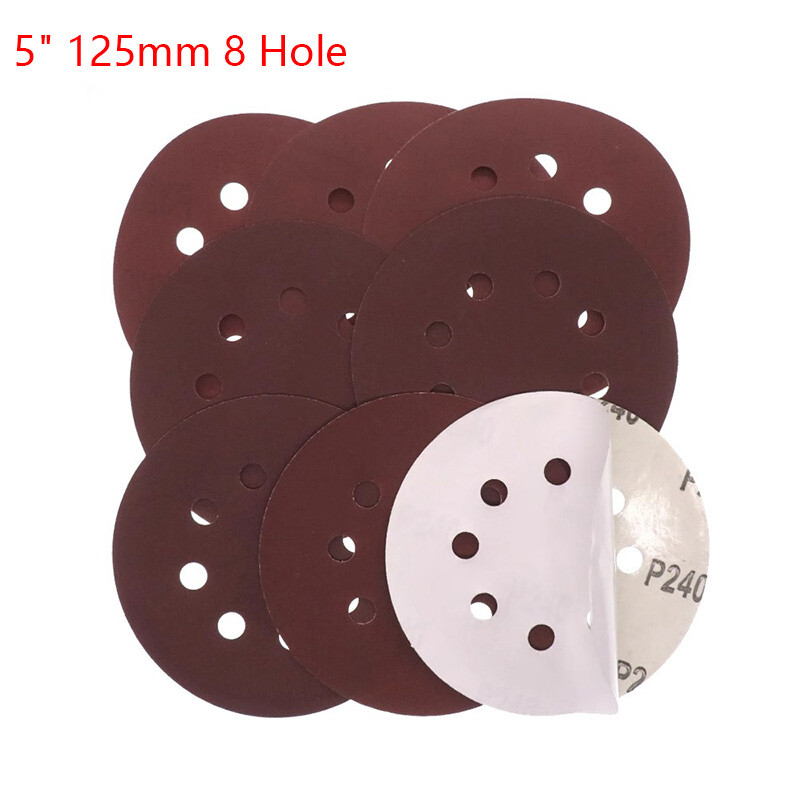 5 Inch 125mm 8 Hole Self Adhesive Sanding Discs for Orbital Sander 180-320 Grit