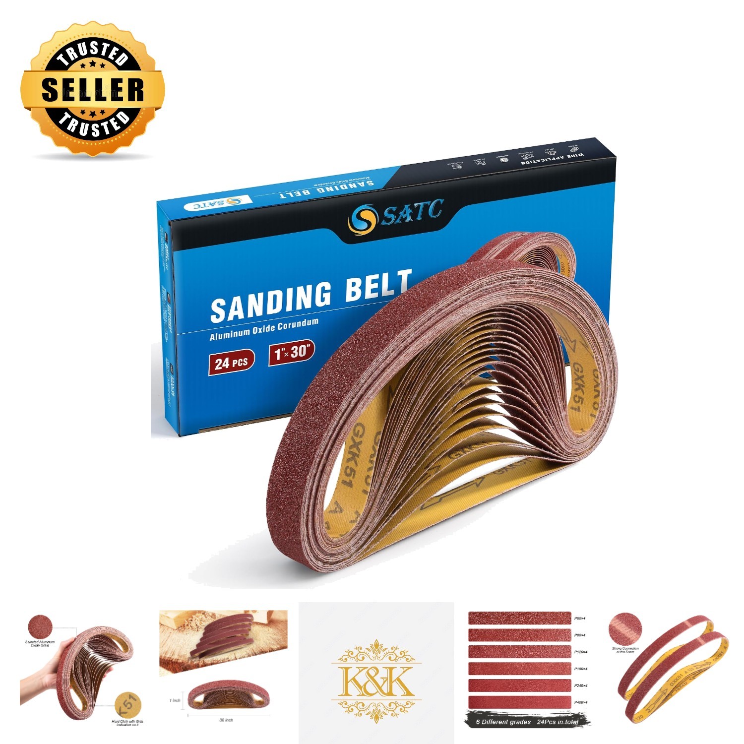 Complete 1×30-Inch Sanding Belt Collection – 4 Each of 6 Grits for Professionals